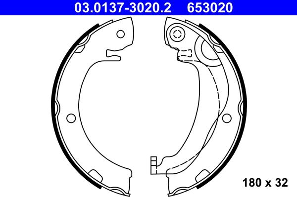 ATE 03.0137-3020.2 - Brake Shoe Set, parking brake onlydrive.pro