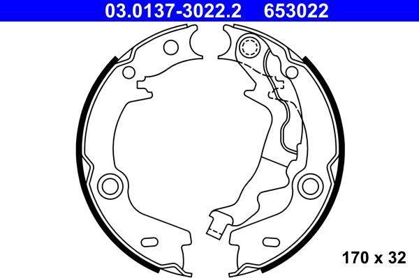 ATE 03.0137-3022.2 - Brake Shoe Set, parking brake onlydrive.pro