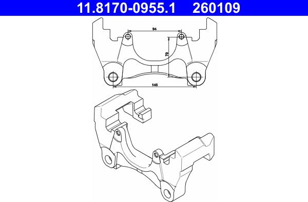 ATE 11.8170-0955.1 - Кронштейн, корпус скобы тормоза onlydrive.pro