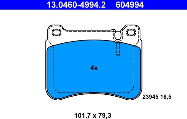 ATE 13.0460-4994.2 - Тормозные колодки, дисковые, комплект onlydrive.pro