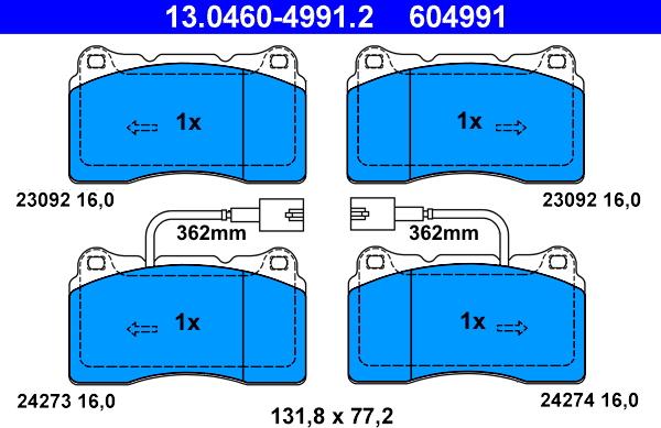 ATE 13.0460-4991.2 - Brake Pad Set, disc brake onlydrive.pro