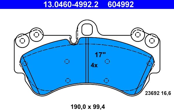 ATE 13.0460-4992.2 - Brake Pad Set, disc brake onlydrive.pro