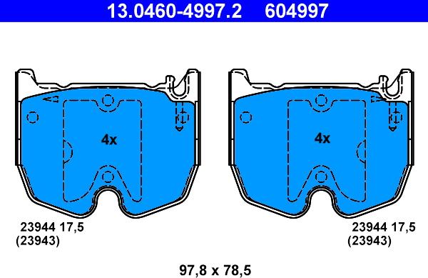 ATE 13.0460-4997.2 - Тормозные колодки, дисковые, комплект onlydrive.pro