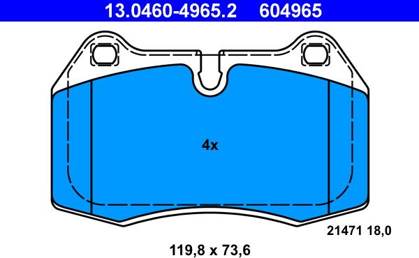 ATE 13.0460-4965.2 - Brake Pad Set, disc brake onlydrive.pro