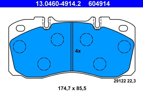 ATE 13.0460-4914.2 - Тормозные колодки, дисковые, комплект onlydrive.pro