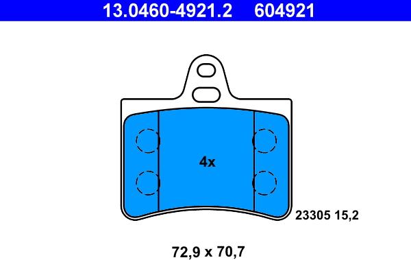 ATE 13.0460-4921.2 - Brake Pad Set, disc brake onlydrive.pro