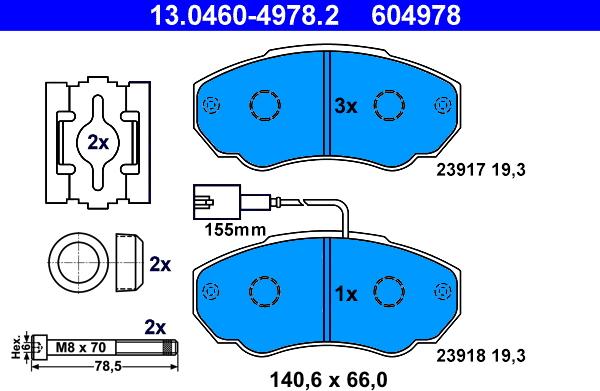 ATE 13.0460-4978.2 - Тормозные колодки, дисковые, комплект onlydrive.pro