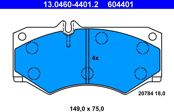 ATE 13.0460-4401.2 - Тормозные колодки, дисковые, комплект onlydrive.pro