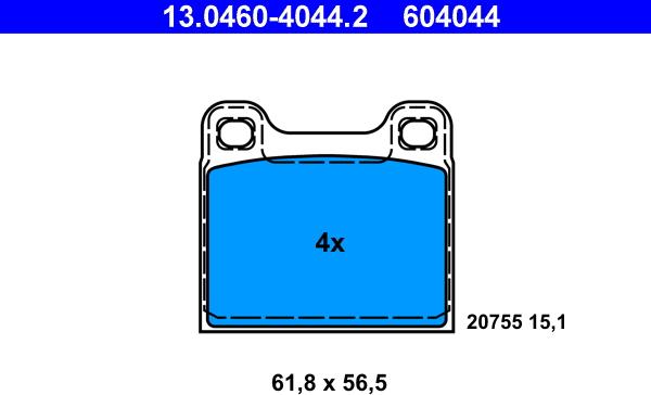 ATE 13.0460-4044.2 - Тормозные колодки, дисковые, комплект onlydrive.pro