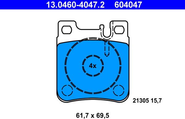 ATE 13.0460-4047.2 - Brake Pad Set, disc brake onlydrive.pro