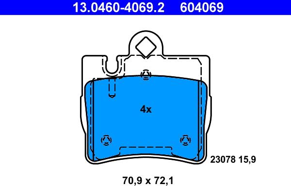 ATE 13.0460-4069.2 - Brake Pad Set, disc brake onlydrive.pro