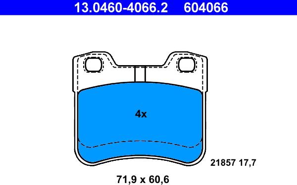 ATE 13.0460-4066.2 - Brake Pad Set, disc brake onlydrive.pro