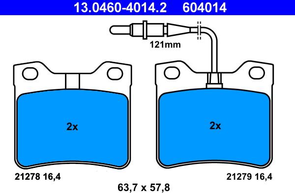 ATE 13.0460-4014.2 - Brake Pad Set, disc brake onlydrive.pro