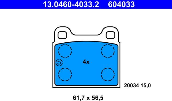 ATE 13.0460-4033.2 - Brake Pad Set, disc brake onlydrive.pro