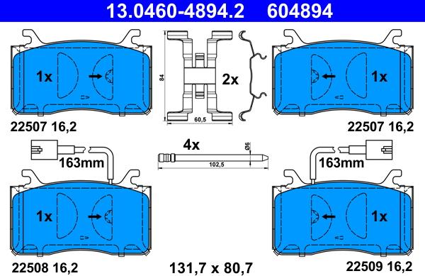 ATE 13.0460-4894.2 - Brake Pad Set, disc brake onlydrive.pro