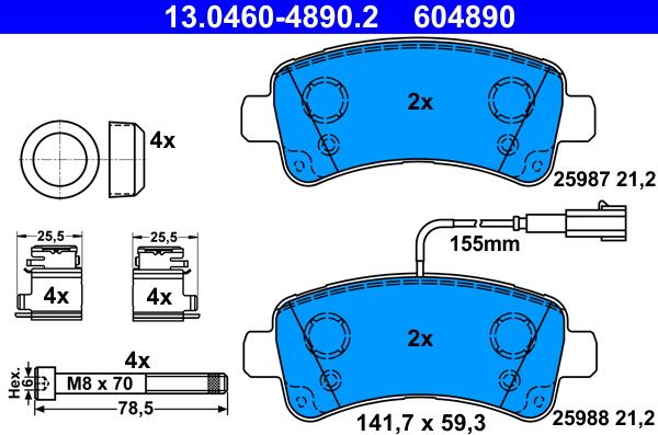 ATE 13.0460-4890.2 - Тормозные колодки, дисковые, комплект onlydrive.pro