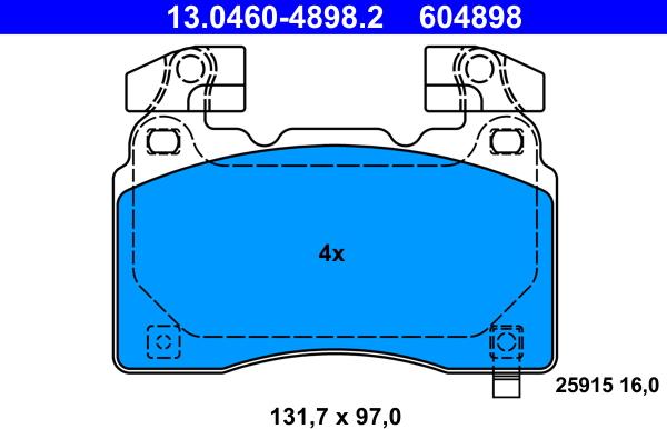 ATE 13.0460-4898.2 - Brake Pad Set, disc brake onlydrive.pro