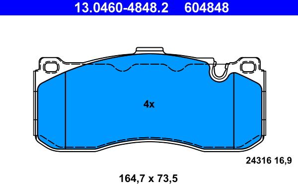 ATE 13.0460-4848.2 - Brake Pad Set, disc brake onlydrive.pro