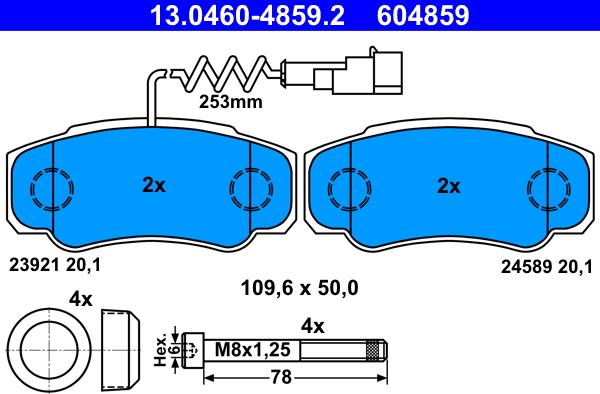 ATE 13.0460-4859.2 - Brake Pad Set, disc brake onlydrive.pro