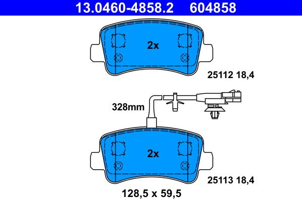 ATE 13.0460-4858.2 - Brake Pad Set, disc brake onlydrive.pro