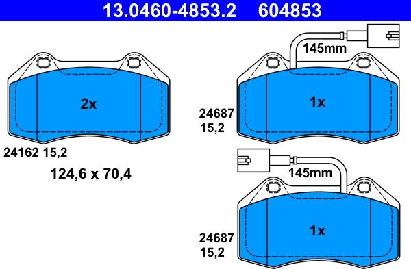 ATE 13.0460-4853.2 - Тормозные колодки, дисковые, комплект onlydrive.pro