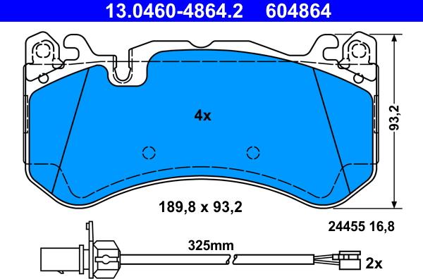 ATE 13.0460-4864.2 - Stabdžių trinkelių rinkinys, diskinis stabdys onlydrive.pro