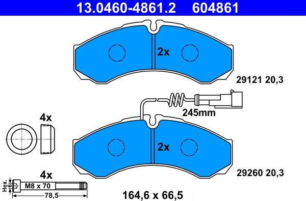 ATE 13.0460-4861.2 - Brake Pad Set, disc brake onlydrive.pro