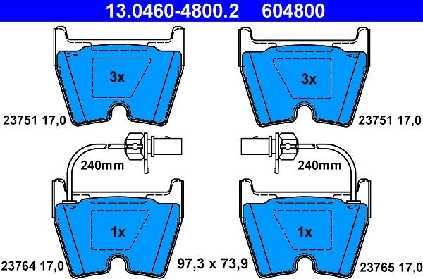 ATE 13.0460-4800.2 - Brake Pad Set, disc brake onlydrive.pro