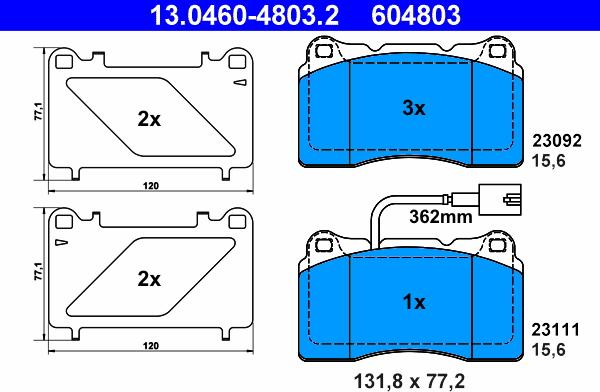 ATE 13.0460-4803.2 - Brake Pad Set, disc brake onlydrive.pro