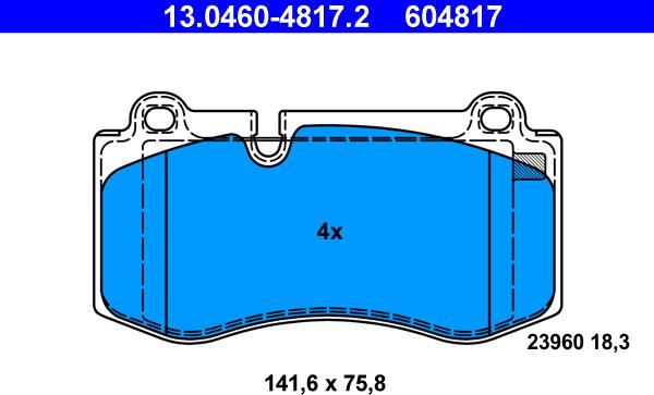 ATE 13.0460-4817.2 - Тормозные колодки, дисковые, комплект onlydrive.pro