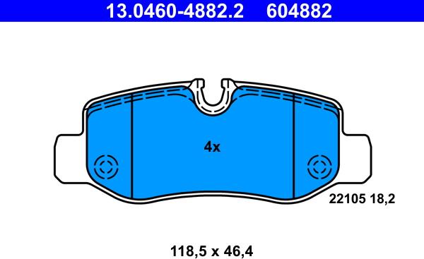 ATE 13.0460-4882.2 - Brake Pad Set, disc brake onlydrive.pro