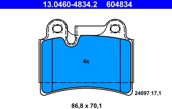 ATE 13.0460-4834.2 - Тормозные колодки, дисковые, комплект onlydrive.pro