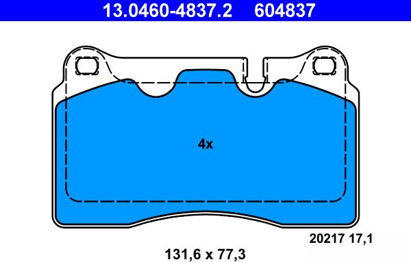 ATE 13.0460-4837.2 - Brake Pad Set, disc brake onlydrive.pro