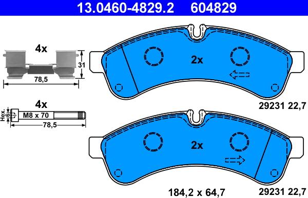 ATE 13.0460-4829.2 - Brake Pad Set, disc brake onlydrive.pro