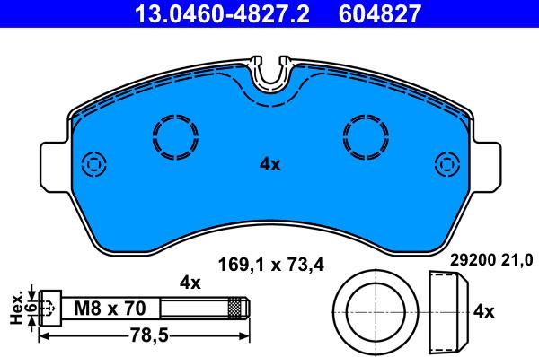 ATE 13.0460-4827.2 - Brake Pad Set, disc brake onlydrive.pro