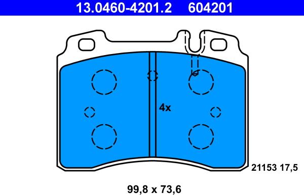 ATE 13.0460-4201.2 - Brake Pad Set, disc brake onlydrive.pro