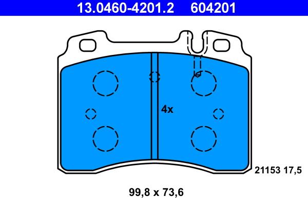 ATE 13.0460-4201.2 - Тормозные колодки, дисковые, комплект onlydrive.pro