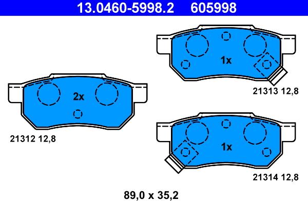 ATE 13.0460-5998.2 - Brake Pad Set, disc brake onlydrive.pro