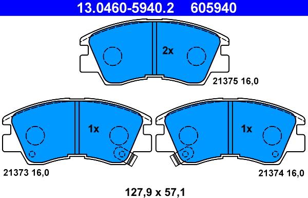 ATE 13.0460-5940.2 - Brake Pad Set, disc brake onlydrive.pro