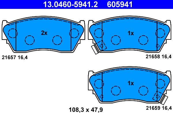 ATE 13.0460-5941.2 - Brake Pad Set, disc brake onlydrive.pro