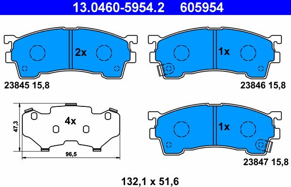 ATE 13.0460-5954.2 - Brake Pad Set, disc brake onlydrive.pro