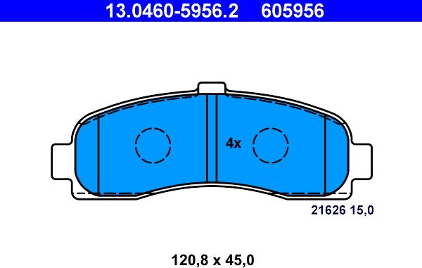 ATE 13.0460-5956.2 - Тормозные колодки, дисковые, комплект onlydrive.pro