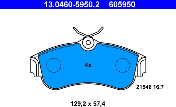 ATE 13.0460-5950.2 - Piduriklotsi komplekt,ketaspidur onlydrive.pro