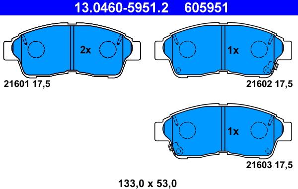 ATE 13.0460-5951.2 - Piduriklotsi komplekt,ketaspidur onlydrive.pro