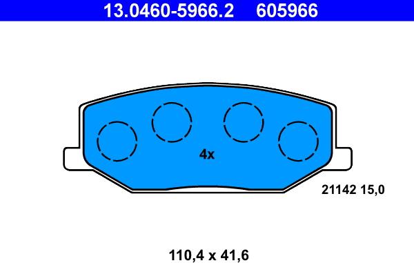 ATE 13.0460-5966.2 - Тормозные колодки, дисковые, комплект onlydrive.pro