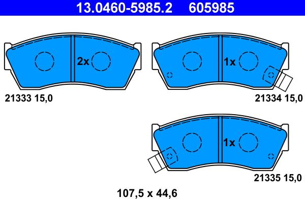 ATE 13.0460-5985.2 - Тормозные колодки, дисковые, комплект onlydrive.pro