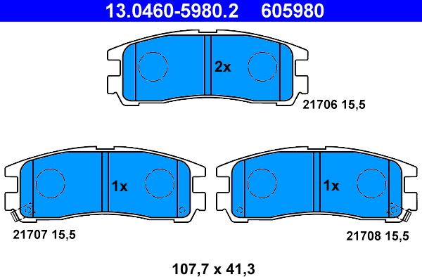 ATE 13.0460-5980.2 - Тормозные колодки, дисковые, комплект onlydrive.pro