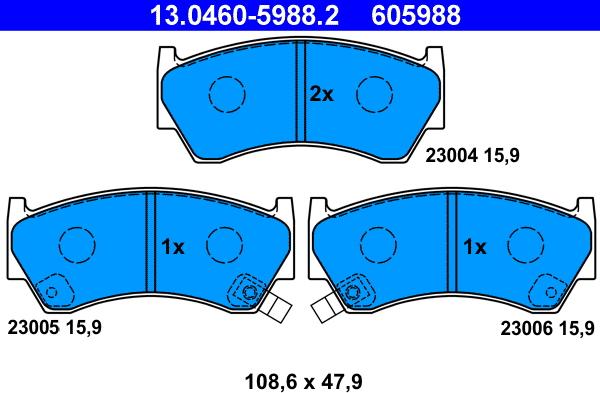 ATE 13.0460-5988.2 - Brake Pad Set, disc brake onlydrive.pro