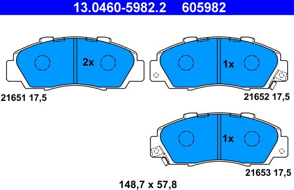 ATE 13.0460-5982.2 - Brake Pad Set, disc brake onlydrive.pro