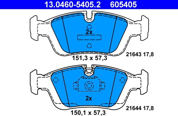 ATE 13.0460-5405.2 - Brake Pad Set, disc brake onlydrive.pro